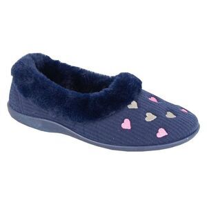 Sleepers Womens/Ladies Daisy Hearts Slippers / Navy